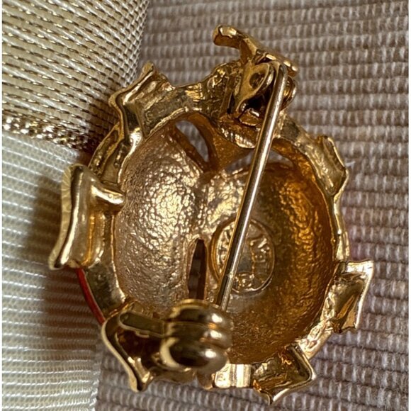 Vintage New View Gold-Tone & Red Enamel Ladybug Brooch With Rhinestone Accents - Picture 8 of 12